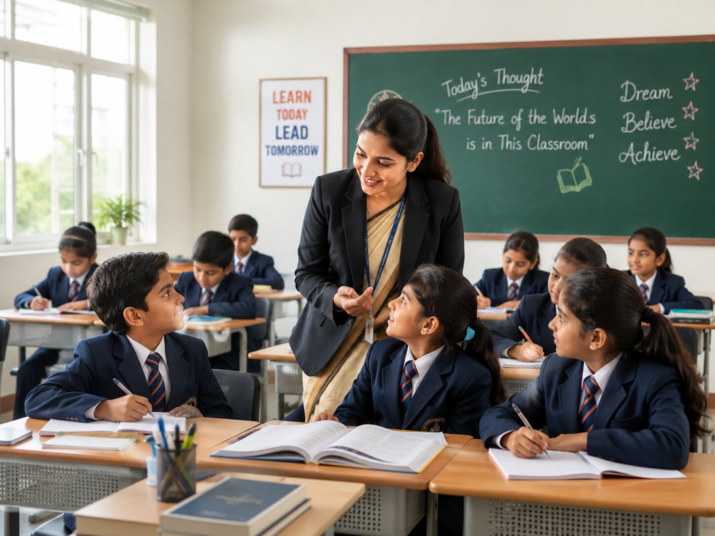 Students attending class with a dedicated teacher at Janta Bharat Aawasiya Vidyalaya